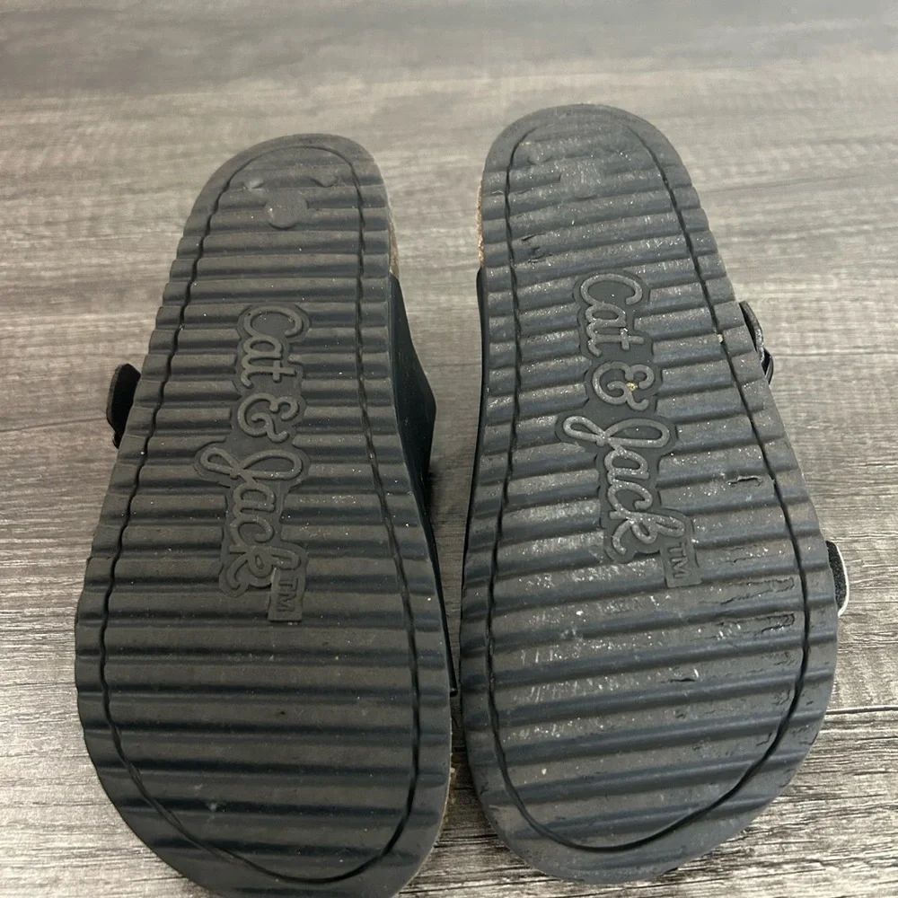 Cat & Jack Girls Birkenstock Style Black Double Strap Sandals Size 13